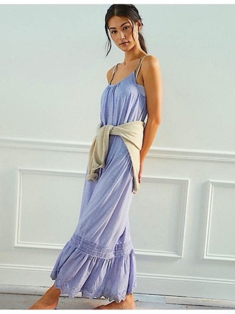 Anthropologie Daily Practice Arlene Lavender Lilac Cotton Maxi Dress